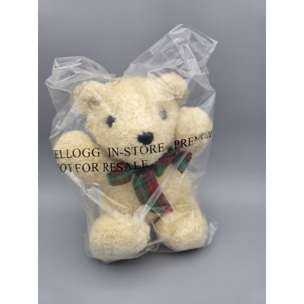 VTG 1990s Kellogg’s Cereal Promo Teddy Bear Plush New Sealed In Bag Sasco Cream